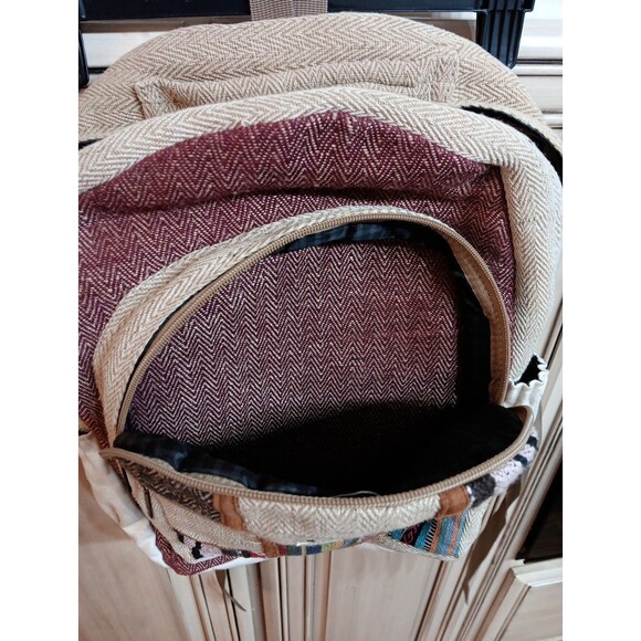 Pure Hemp Artisan Boho Himalayan Hemp Multi Color Embroidered Backpack THC FREE - Picture 11 of 11